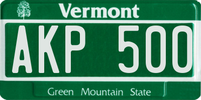 VT license plate AKP500