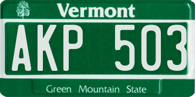 VT license plate AKP503