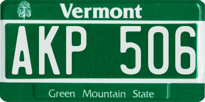 VT license plate AKP506