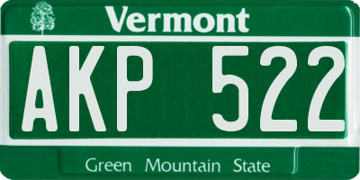 VT license plate AKP522