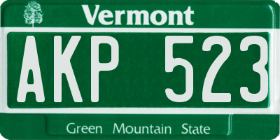 VT license plate AKP523