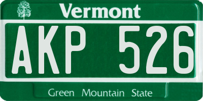 VT license plate AKP526