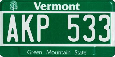 VT license plate AKP533