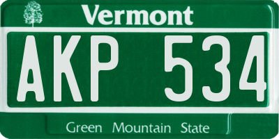 VT license plate AKP534