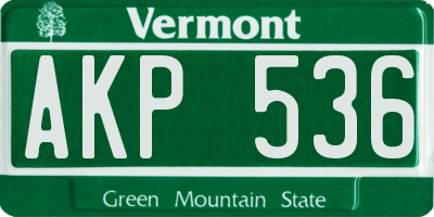 VT license plate AKP536