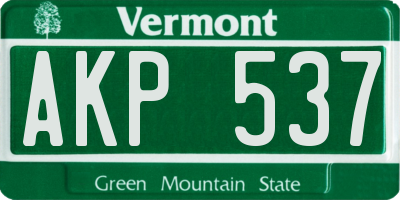 VT license plate AKP537