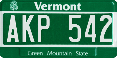 VT license plate AKP542