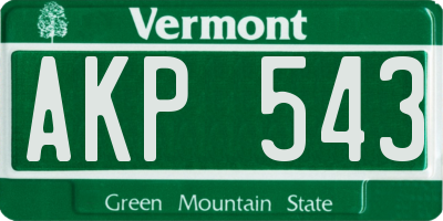 VT license plate AKP543