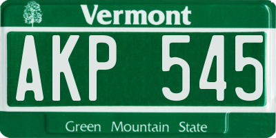 VT license plate AKP545