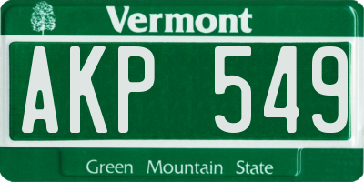 VT license plate AKP549