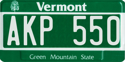VT license plate AKP550