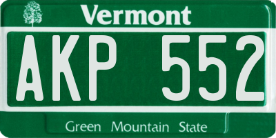 VT license plate AKP552