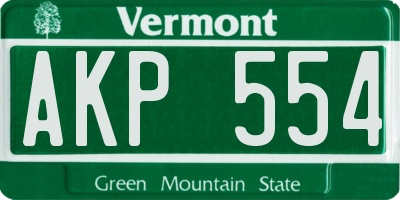 VT license plate AKP554