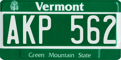 VT license plate AKP562