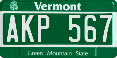 VT license plate AKP567