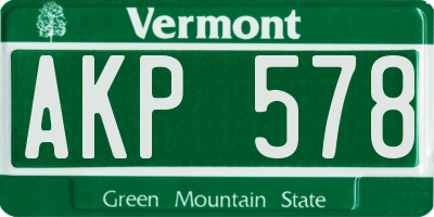 VT license plate AKP578