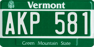 VT license plate AKP581