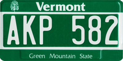 VT license plate AKP582