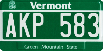 VT license plate AKP583