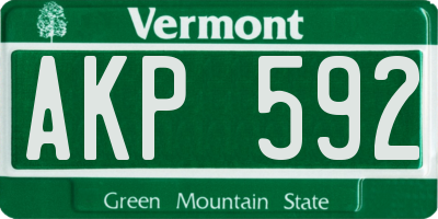 VT license plate AKP592