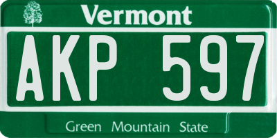 VT license plate AKP597