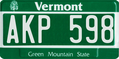 VT license plate AKP598