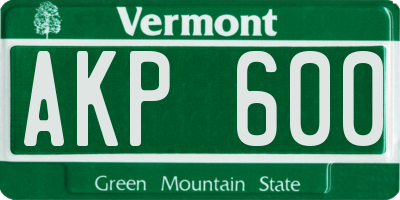 VT license plate AKP600