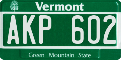 VT license plate AKP602