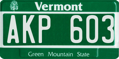 VT license plate AKP603