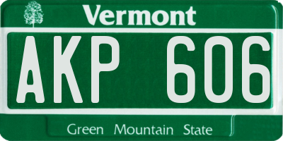 VT license plate AKP606