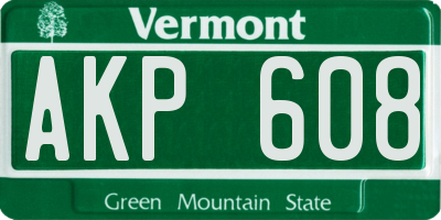 VT license plate AKP608