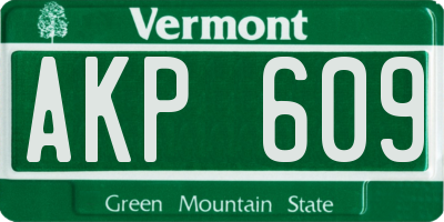VT license plate AKP609