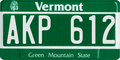 VT license plate AKP612