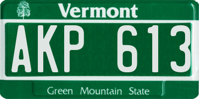 VT license plate AKP613