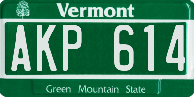 VT license plate AKP614