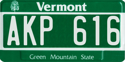 VT license plate AKP616