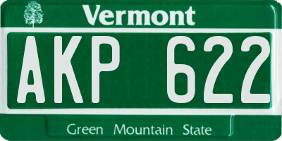 VT license plate AKP622
