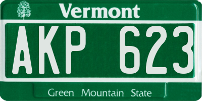VT license plate AKP623