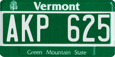 VT license plate AKP625