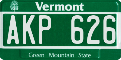 VT license plate AKP626