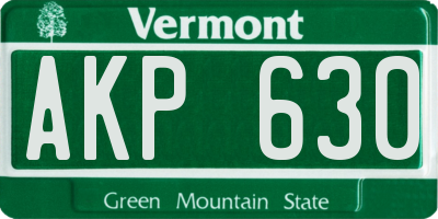 VT license plate AKP630