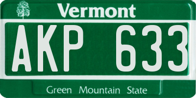 VT license plate AKP633