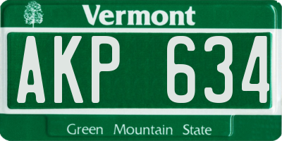 VT license plate AKP634