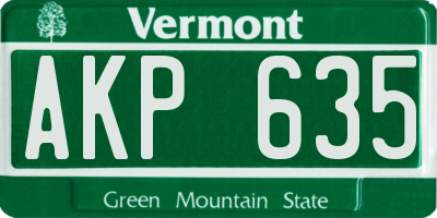 VT license plate AKP635