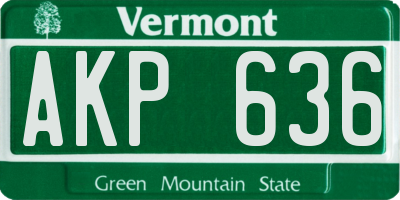 VT license plate AKP636