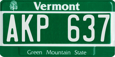 VT license plate AKP637