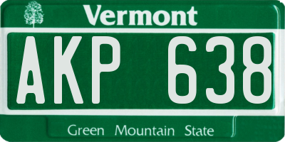 VT license plate AKP638