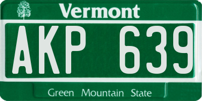 VT license plate AKP639