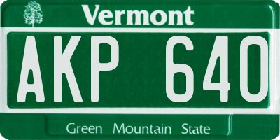 VT license plate AKP640