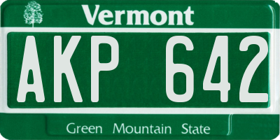 VT license plate AKP642